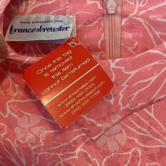 Vintage 50 60s ELEANORE HADLEY pink/white Floral Puff Sleeve Hippie Dress LG - Picture 4 of 9